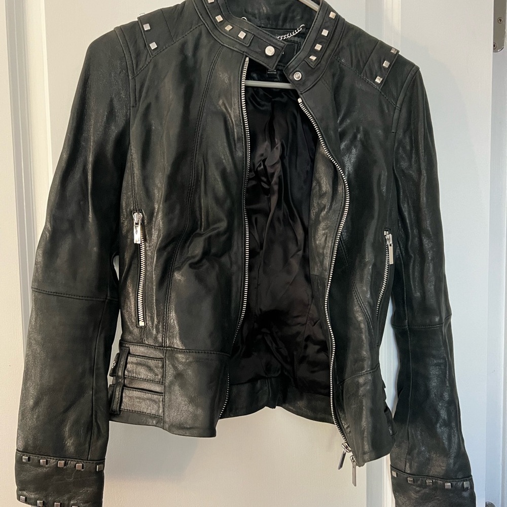 Black studded Karen Millen leather jacket